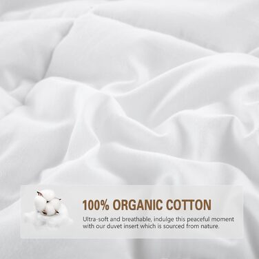 DWR Year-Round Down Comforter 220x240cm Bed Comforter made of Goose Down and Feathers, Extra Soft Organic Cotton Quilted, Medium Transition Comforter, Oeko-TEX and Downpass Certified, Down Comforter, White 220 x 240 cm White / Year-Round Comforter
