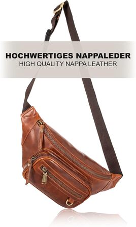 Чоловіча поясна сумка Marc Peter® Varadero з натуральної шкіри Наппа | Перехресна сумка на пояс для чоловіків та жінок | Шкіряна сумка через плече | Hip Bag | Колір: Восковий коричневий