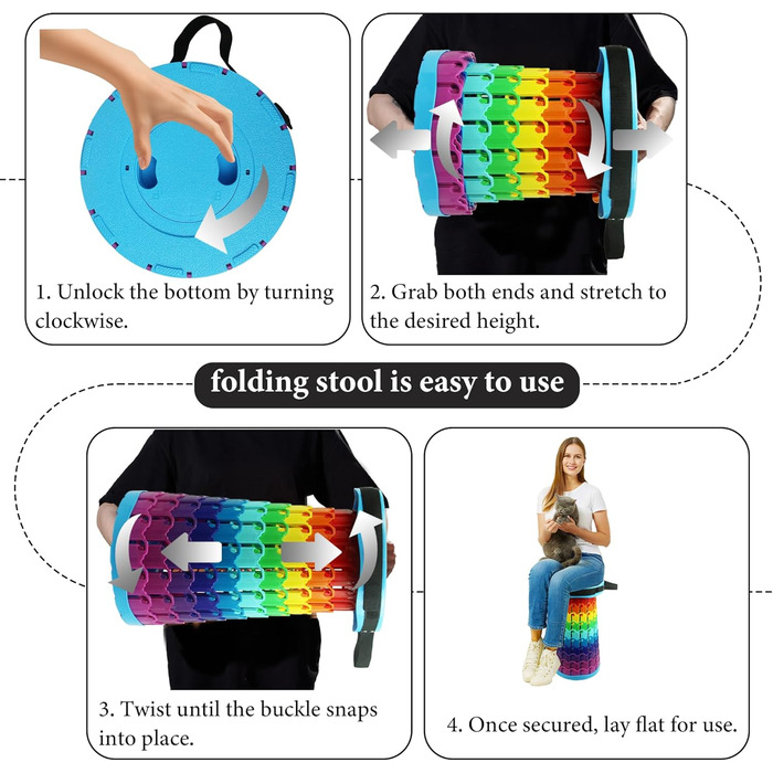 Тeleskopний складаний стілець для кемпінгу, риболовлі, подорожей та відпочинку на природі. Міцний, з вагою до 280 кг, колір: сонячно-зелений (26x26x46 см)