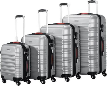 Набір валіз ABS S-M-L-XL з телескопічною ручкою та кодовим замком, срібний