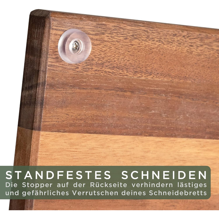 Набір дерев'яних обробних дощок WALDWERK (3 шт.) з акціїї, 2 см товщиною, з канавкою для соку, з підставкою. Розміри: 40x30 / 33x24 / 26x18 см