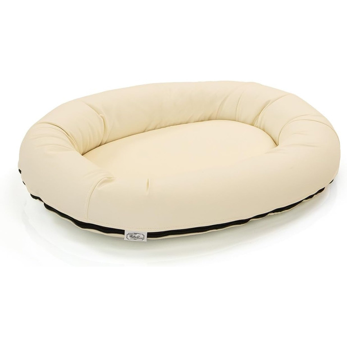 Wallace & Jones | Преміум лежанка для собак Болтон, 63x50 см, з штучної шкіри, для маленьких собак, з блискавкою, зручна, миється, не слизька, кремово-білий колір