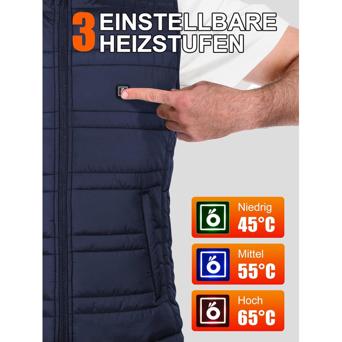 Обогреваемая жилетка UNBON для мужчин и женщин с Powerbank 10000mAh USB, 3 режима нагрева, 6 зон обогрева, жилетка-куртка с аккумулятором (M, Синий)