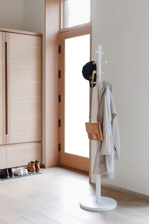 Umbra Pillar Coat Rack with Stool, Default_no_Selection_Value, White/Natural, One Size (White, Coat Rack)