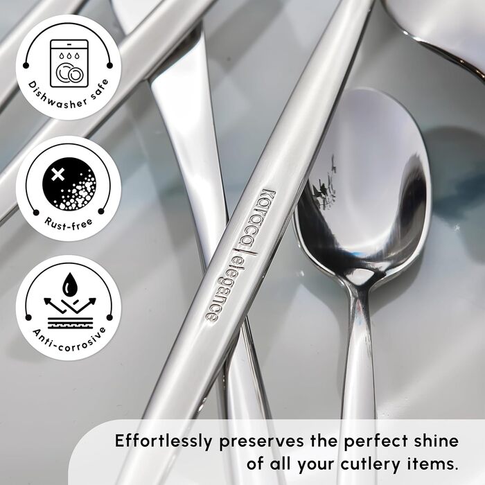 Karaca Lisbon Cutlery Set with Box Set, 60-Piece, for 12 People, 18/10 Stainless Steel Cutlery Set, Dishwasher Safe, Perfect for Everyday Use, Premium Quality
