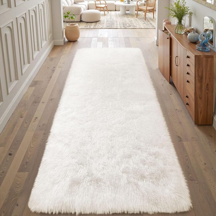 Килим Treeboy Hochflor сірий для вітальні та спальні 80x160 см, миючий, антиковзаючий, плюшевий, сучасний