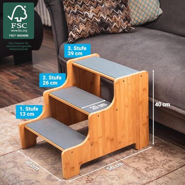 AMAZING Pet Stairs for Small, Medium, and Large Dogs, Cats. 3 Steps | Pet Stairs, Suitable for Young and Old Cats | 40 cm High for Sofa, Bed | Gentle on Joints, an Alternative to Dog Ramps