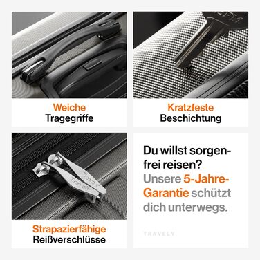 Чемодан ручної об'єм 55x40x23 см Travely Premium, розширюваний, з TSA замком та відділенням для ноутбука, 41-50 л, сірий