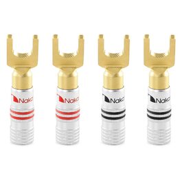 Позолочені бананові роз'єми Nakamichi 24K для акустичних кабелів 12-18 AWG, 4 мм для підсилювачів, Hi-Fi ресиверів та домашніх кінотеатрів, 4 шт (2 пари)