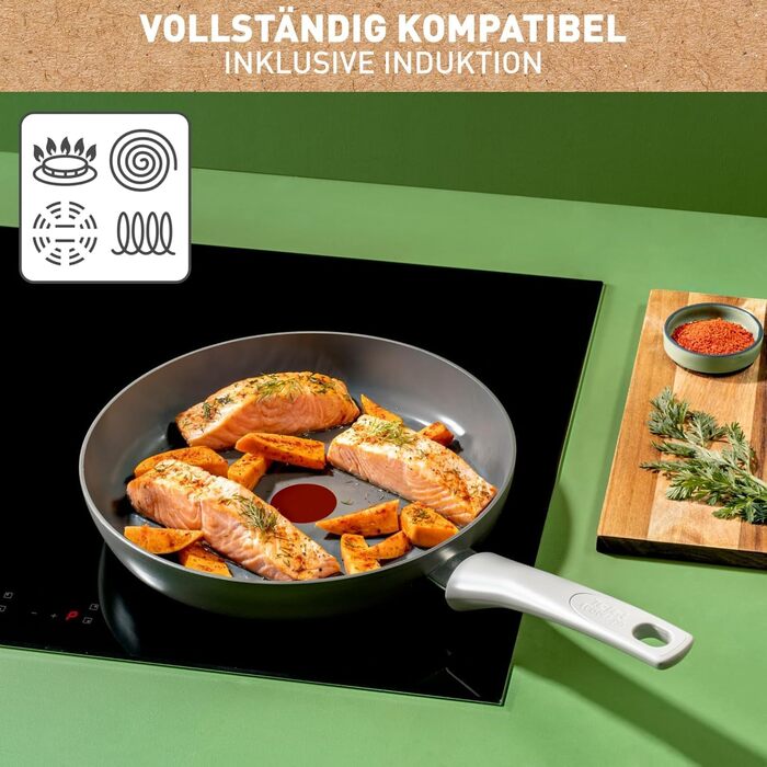 Сковорода Tefal Renew On 24 см з керамічним покриттям, сіра - для всіх плит, включаючи індукційні. Екологічна, перероблена