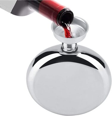 Набір з 2 флаконів для алкоголю з нержавіючої сталі, 177 мл, для віскі, коньяку, кемпінгу, подорожей, барів та вечірок (сріблястий)