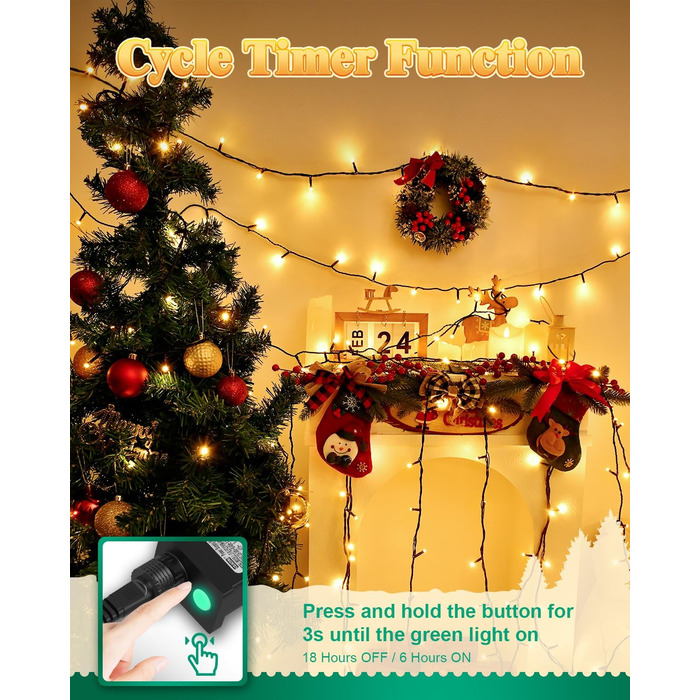 Гірлянда Halloween на 300 LED з таймером та 8 режимами освітлення, 30 метрів, тепле світло, для декорування приміщень та вулиці