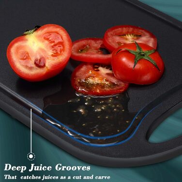 Набір з 3 дерев'яних обробних дощок Hunnycook: велика, середня, маленька, з жолобками для соку, антибактеріальні, чорні, BPA-free, для миття в посудомийній машині