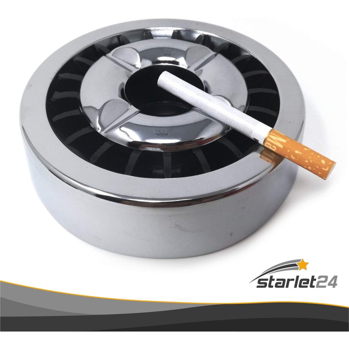 Starlet24 Glutton Ashtray for Outdoors, Windproof Ashtray Metal Ascher Ashtray Stable Round Flat (5x Silver)