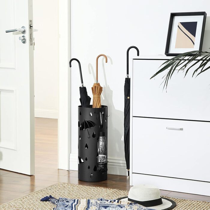 SONGMICS Umbrella Stand - White & Black, 49 x 19.5 cm - Durable & Stylish