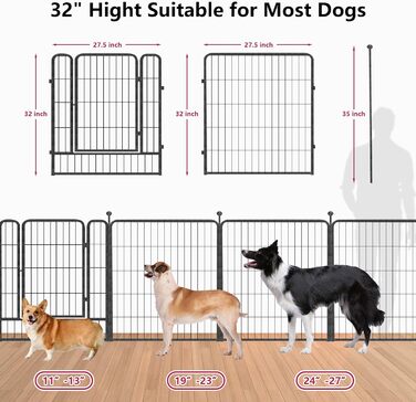 Металевий вольєр для собак на 32 панелі, 81,3 см, для вулиці, портативний, для середніх та маленьких собак
