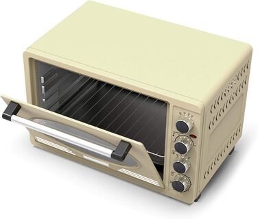 Міні-піч Turbotronic Retro 45л з конвекцією, 2000Вт, бежевий – електрична ретро духовка, гриль, піца-піч