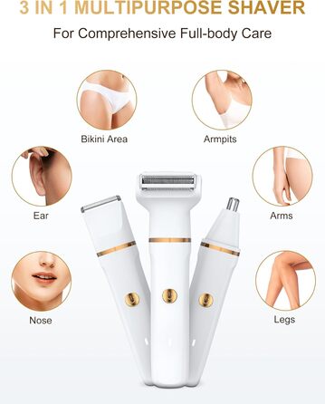 Електричний жіночий тример 3-в-1 для тіла: ноги, руки, зона бікіні. USB, водонепроникний, білий