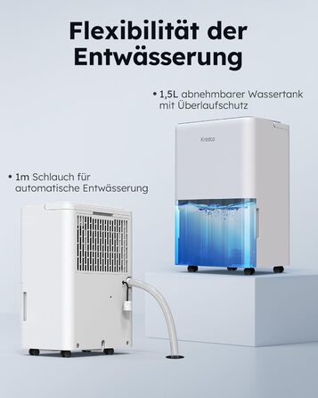Електричний осушувач повітря Kresico 12L з таймером, фільтром та зливом, гарантія 10 років