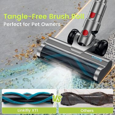 Бездротовий пилосос XT1: потужне всмоктування 48Kpa, сенсорний екран, антизаплутувальна щітка, 70 хв роботи, для твердих підлог, килимів, автомобіля та шерсті тварин