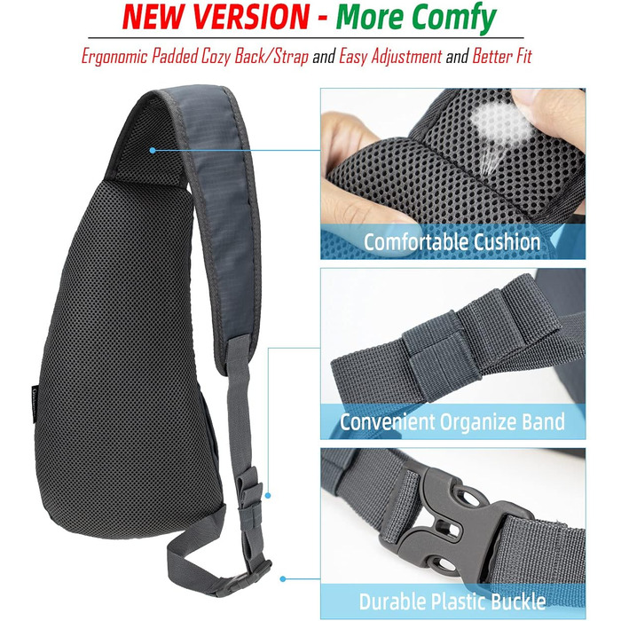 Водонепроникна нагрудна сумка-рюкзак з нейлону Gisdanchz для спорту та подорожей (сіра, 41x21x10 см)