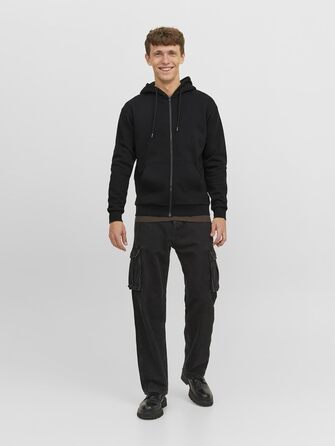 Чоловіча однотонна куртка-худі Jack & Jones, чорна, розмір XL
