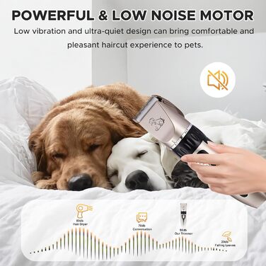 Машинка для стрижки собак, акумуляторна, бездротова, з 4 насадками, для собак, котів та всіх типів шерсті