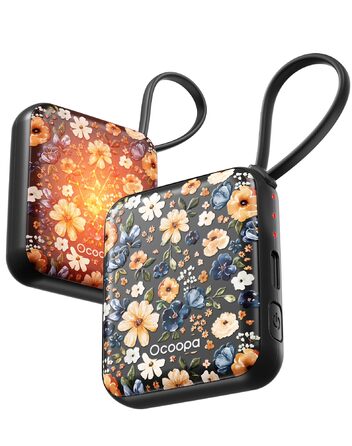 Електричні грілки для рук Ocoopa 2 шт. з акумулятором 4000mAh, USB, 3 режими нагріву до 52°C, для жінок, зимові подарунки, для катання на лижах, подорожей та активного відпочинку, UT5 Nano Wiesengeflüster (Ocoopa x Künstleredition)