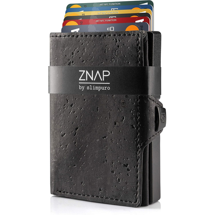ZNAP® Slim Wallet - Тонкий картхолдер для чоловіків з RFID захистом, чорний (12 карт)