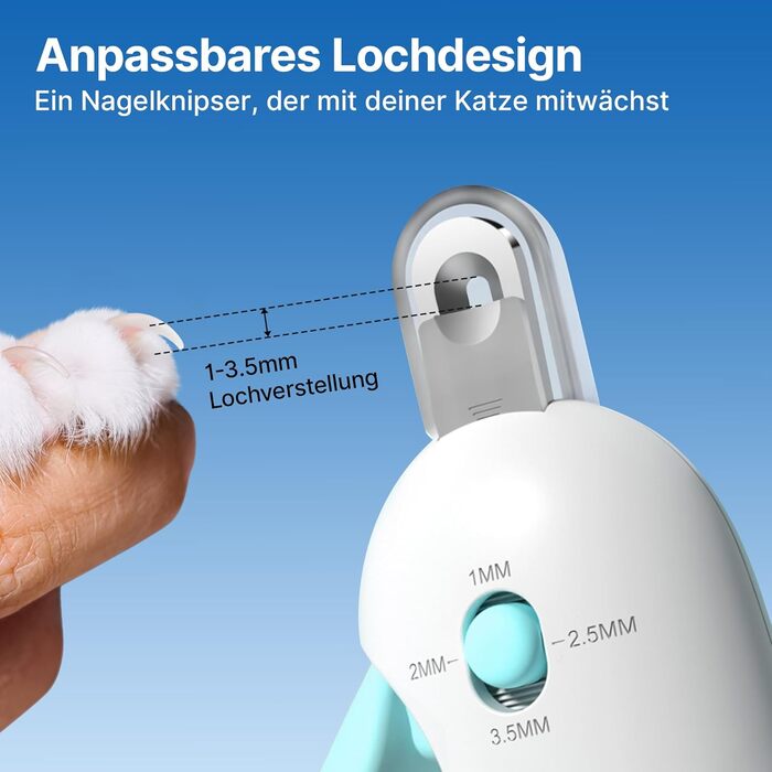 Ножиці для кігтів котів Potaroma з регульованим отвором 3 розмірів та інтегрованим напильником | Безпечний обрізач кігтів для кошенят та домашніх котів | Обрізач кігтів без розбризкування