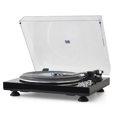 Вініловий програвач Hi-Fi з прямим приводом, преміум-головка звукознімача, Pitch Control ±10%, автоматичний підйом тонарма, 33/45 RPM, чорний глянцевий