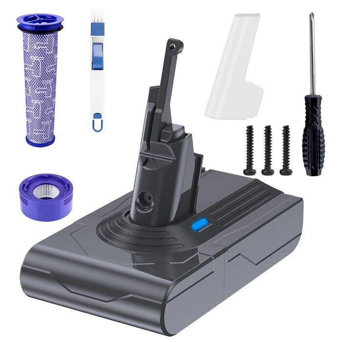 Запасний акумулятор 6.5Ah для пилососів Dyson V8 серії SV10 (V8 Animal, HEPA, Absolute, Fluffy) 6500mAh Li-Ion з фільтром