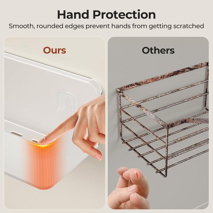 Rust-free, no-drill shower shelf Orimade, 5-piece shower rack, large capacity, clear no-drill bathroom shelf