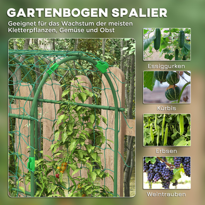 Outsunny Climbing Plant Trellis Support, Adjustable Obelisk, Plant Grid with Net, Plant Frame Steel Green 43 x 182 x 183 cm for Garden Balcony
