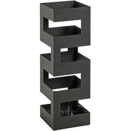 HAKU Modern White Metal Umbrella Stand - 16x48x16 cm - Black Accent
