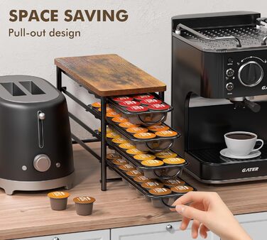 Тримач для капсул кави Dolce Gusto, металева висувна шухляда на 56 капсул з тихими направляючими та антиковзними ніжками