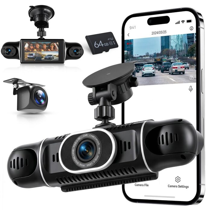 Відеореєстратор VECHTEL 1080P/2K для авто, подвійна камера з WiFi, 3