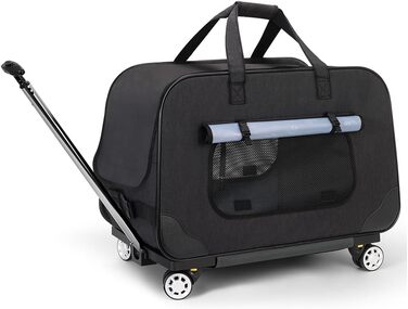 Переносний переноска для тварин з телескопічною ручкою, переноски для собак та котів з колесами (Чорний)