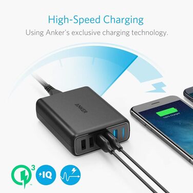 Зарядний пристрій Anker PowerPort Speed 5 63W 5 портів USB з Quick Charge 3.0 та Power IQ для Samsung, iPhone, iPad