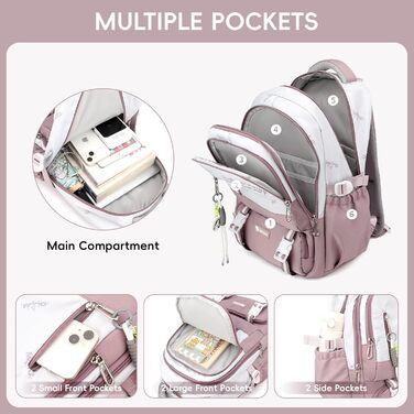 Рюкзак для підлітка, 36L, для дівчат 3-9 клас, великий стильний рюкзак для ноутбука 16 дюймів, повсякденний шкільний рюкзак, сумісний з візком (фіолетовий)