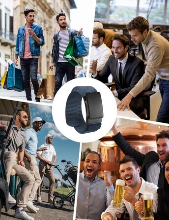 Чоловічий ремінь JUKMO Automatik з нейлону, ширина 3.8 см, з регулюванням, розмір M (91-105 см), довжина 125 см, колір: синій