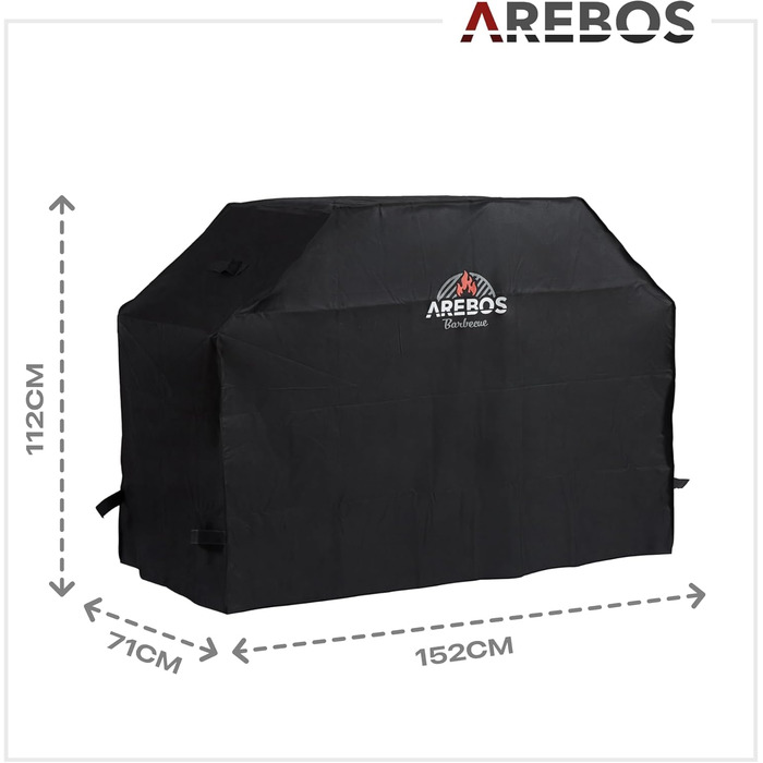 Чохол для гриля Arebos 152x71x112 см, водонепроникний захисний чохол для газового гриля, BBQ, пилозахисний, для вулиці