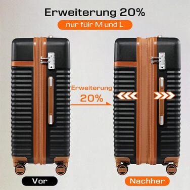 Чохол-валіза Joyway ABS, розширюваний, на 4 колесах з TSA-замком, набір (1 велика сумка, 1 косметичка, чорний, M)