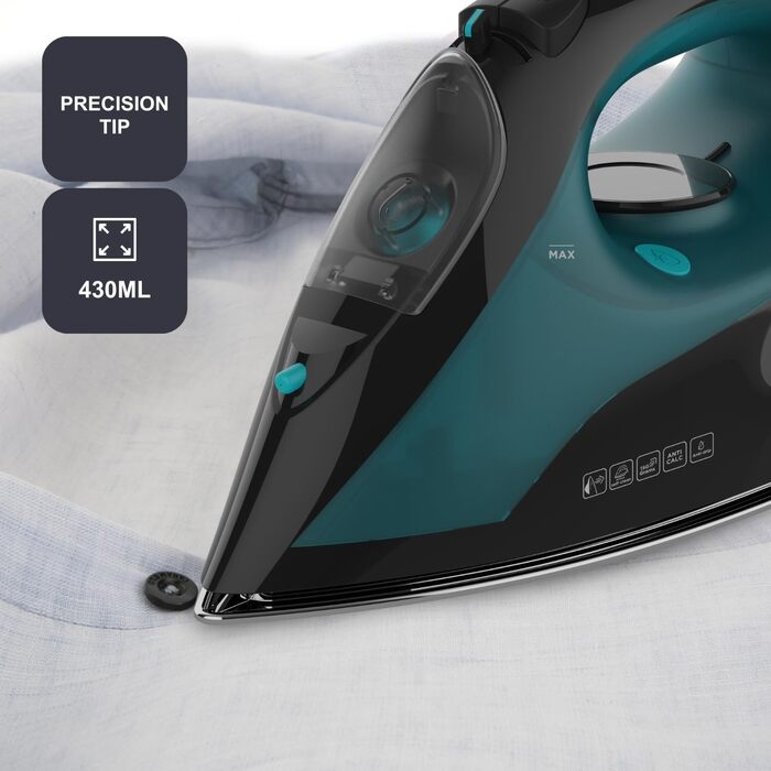 Праска Black+Decker Blau BXIR2200E з парою, 2200 Вт, пластик, 370 мл, 2400 Вт, 150 г/хв
