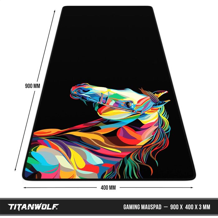 Ігровий килимок для миші CSL XXL Mousepad Gaming (900x400 мм), Alchemy Colour Horse — великий килимок на стіл для геймерів, сумісний з Razer, Logitech, Roccat