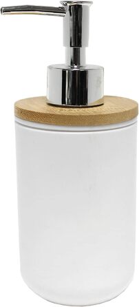 Дозатор мила Smart, білий, з бамбуковим декором, 7,2 x 17,5 см (Полістирол)