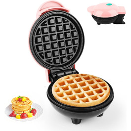 Вафельниця Mini Belgische 10см, 220V, 350W, Рожева | Вафельниця для приготування бельгійських вафель