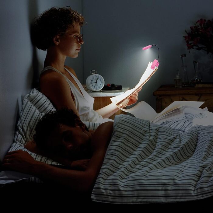 Ліхтарик для читання BIGMONAT з кліпсою, USB, 6 LED, 3 режими яскравості, гнучкий, рожевий