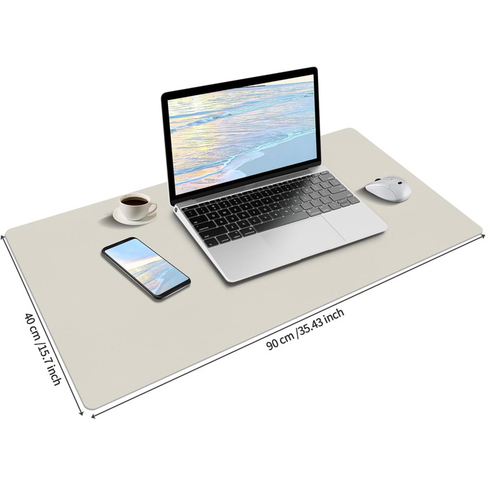 Підкладка на стіл, 80x40 см, з PU-шкіри, для офісу та дому, захист від подряпин, антиковзаюча, білий колір