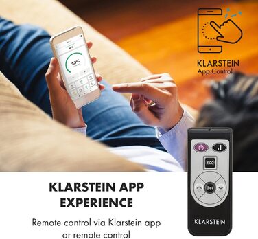 Klarstein Electric Heater, Convector Heater - Freestanding or Wall-Mounted, Energy-Saving Electric Heater, App Control, Quiet Electric Heater, Standalone Electric Radiator with Thermostat, 2000 W Black Bornholm Curved Smart